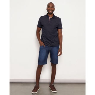 Bermuda Jeans Masculina Reta Com Bolso Azul