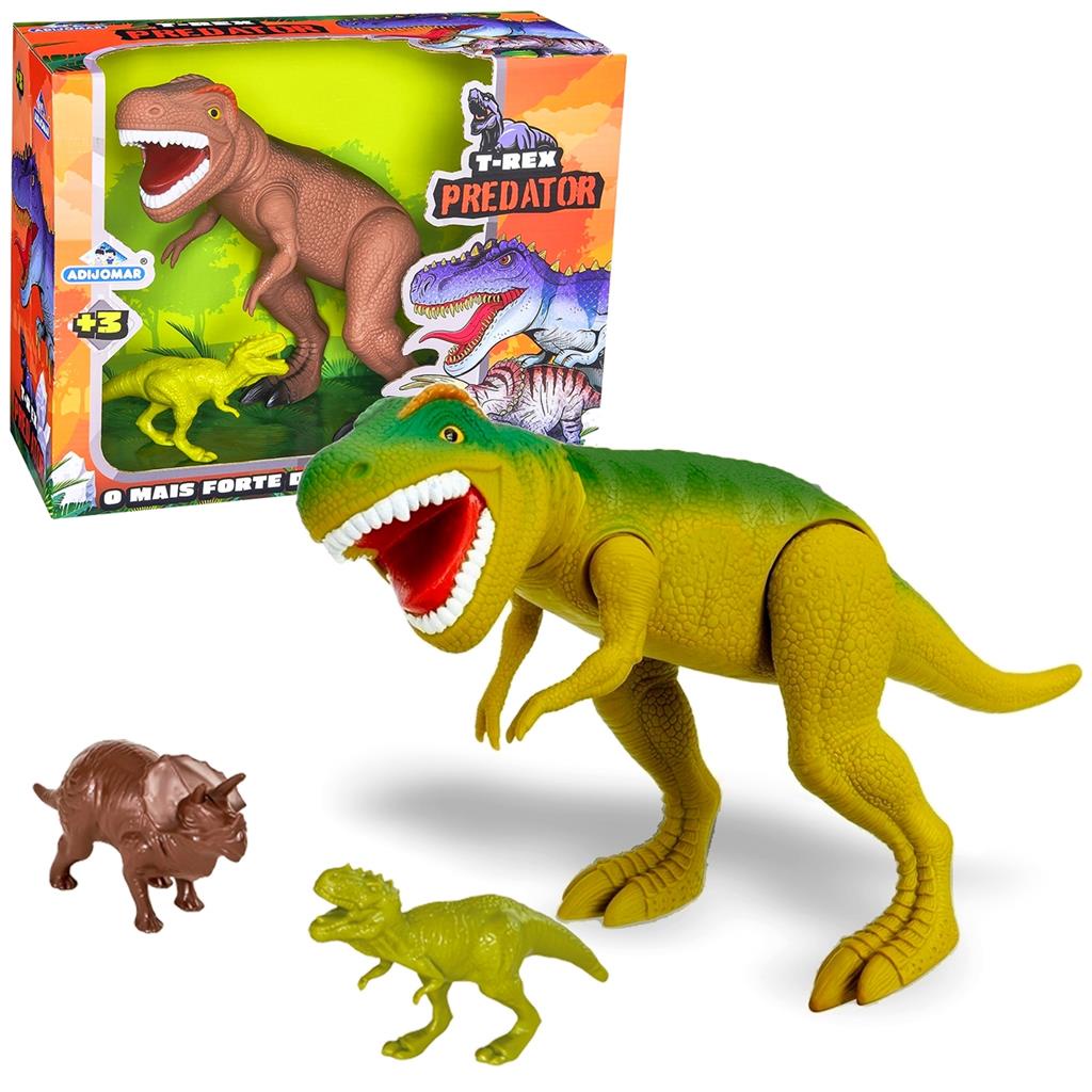 Dinossauro T-Rex Boneco Infantil Em Vinil 40cm Grande De Brinquedo Tiranossauro Rex Com 1 Mini Dino