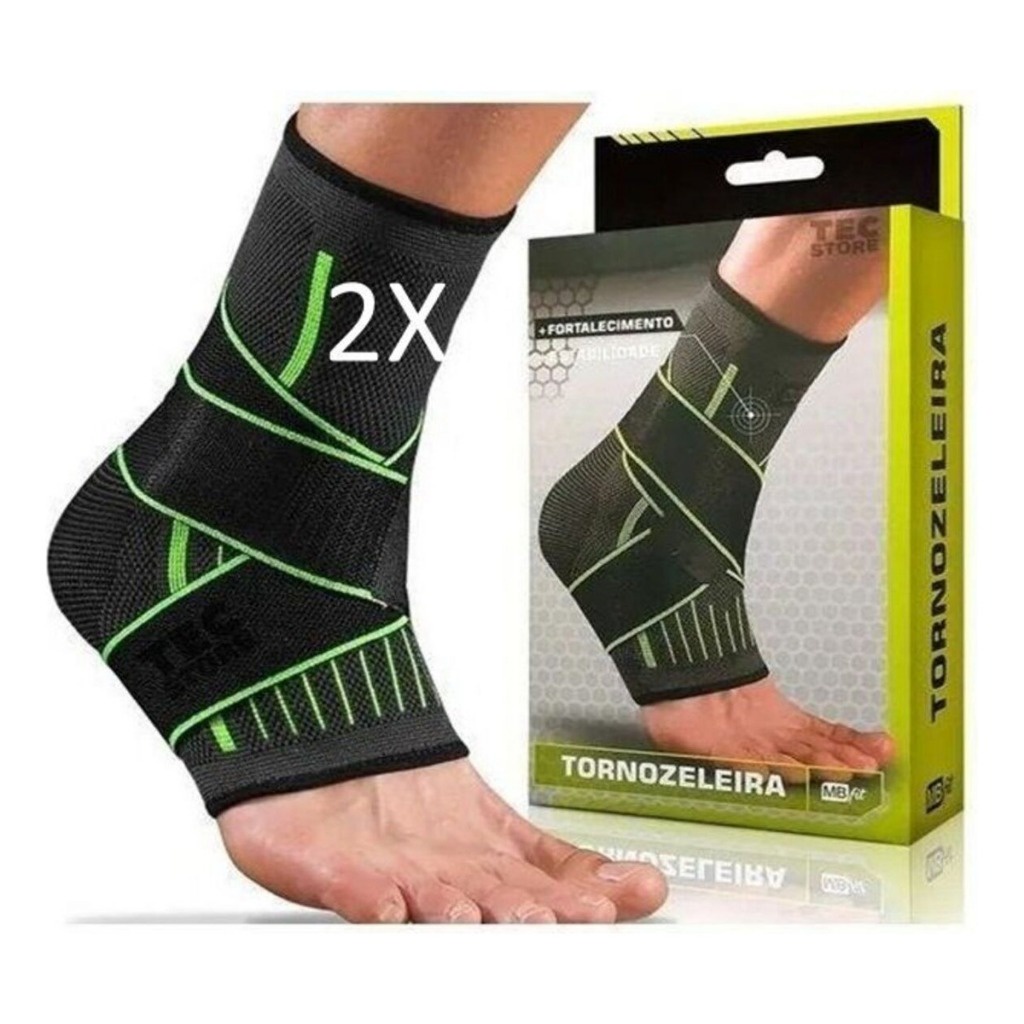 Kit 2 Tornozeleira Ortopedica Compressão Estabilizadora Elastica Esportes Futebol Cross Fit Basket Volei