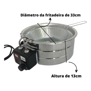 Fritadeira Elétrica Inox Redonda Tacho 3,5 A 5 Litros
