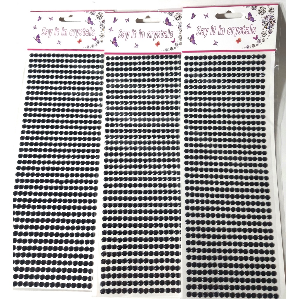 Kit 3 Cartelas Strass Adesivo Preto 6mm Artesanato Decoraçao | Shopee ...