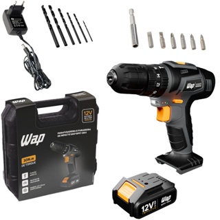 Furadeira Parafusadeira de impacto 3/8" a bateria 12V com kit de brocas e bits - BPFI 12K4 - Wap