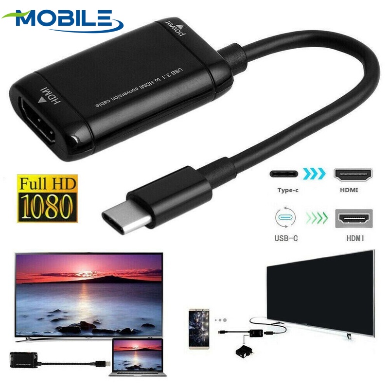[Adaptador USB-C Tipo Para HDMI Fêmea/Cabo De Áudio Vídeo HD 1080P 3.1 TV MHL Conversor Macho Telefones Celulares