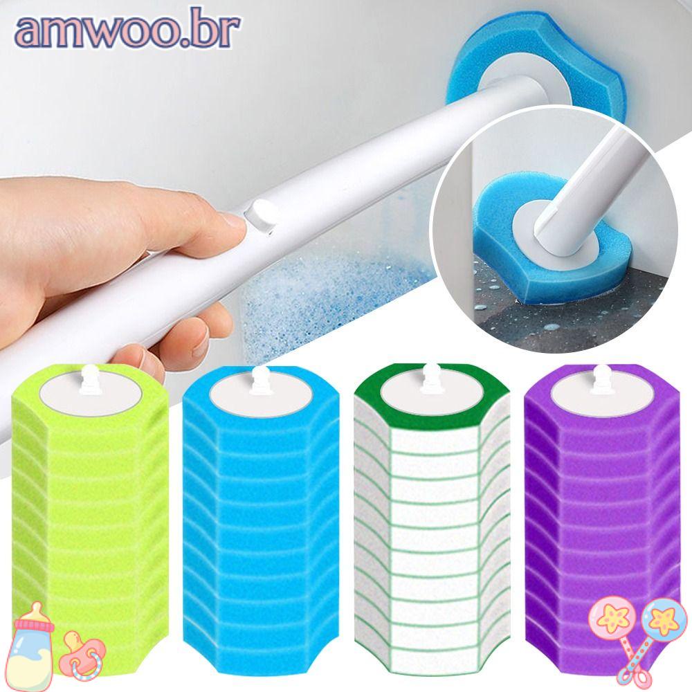 AMWOO 10pcs Cabeça De Escova Higiênica Sanitária Solúvel Em Água Lavanda Limão Esponja Limpa Esponjas