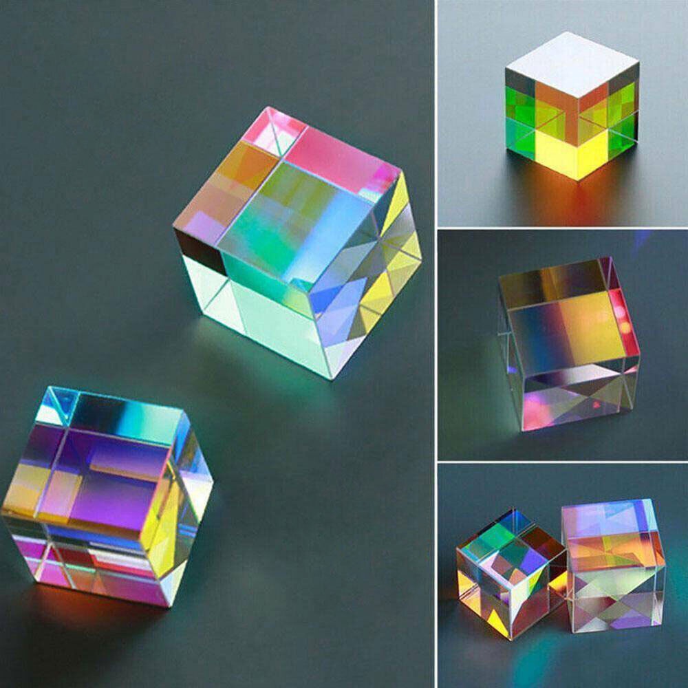 KSUDE Prisma De Color, Prisma De Cubo Cuadrado, Prisma De Vidrio óptico Multicolor, Prisma De Dispersión RGB Para Física Y Decoración (0.787 In Con Caja