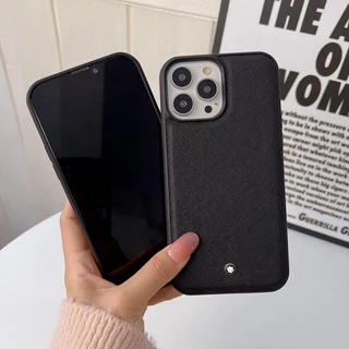 Marca De Luxo Montblanc Capa De Couro Para iPhone 14 11 12 13 15 pro Max X XS xr Mont blanc Preta