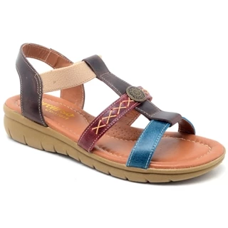 Sandalia Moda Casual Couro Feminina Sola Macia Estilo Conforto Dia a Dia