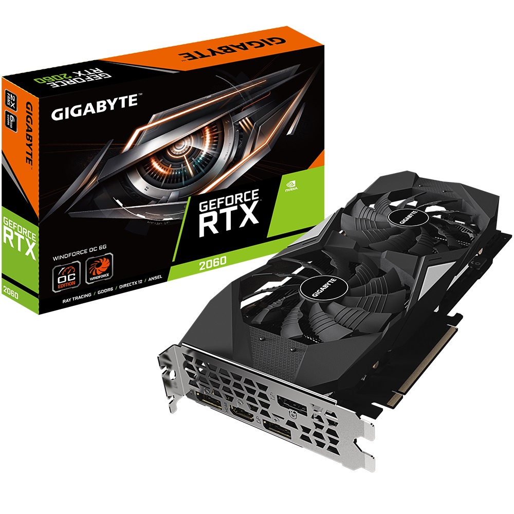 SUCATA: Placa de Vídeo Gigabyte NVIDIA GeForce RTX 2060 WindForce OC 6G, GDDR6 - GV-N2060WF2OC-6GD (Rev. 1.0)