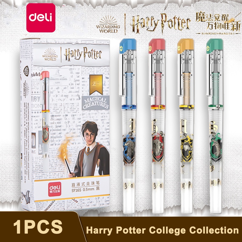 Deli X Harry Potter Co Marca Quick Dry Full Needle Neutral Caneta SF165 Magic College Série Líquido Reto 0,5mm Preta