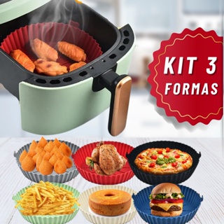 Kit 3 Forma Assadeira Para Fritadeira Air Fryer Em Silicone Flexível Lavável