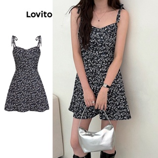Lovito Vestido Casual Ditsy Floral Com Renda Para Mulheres L74ED309