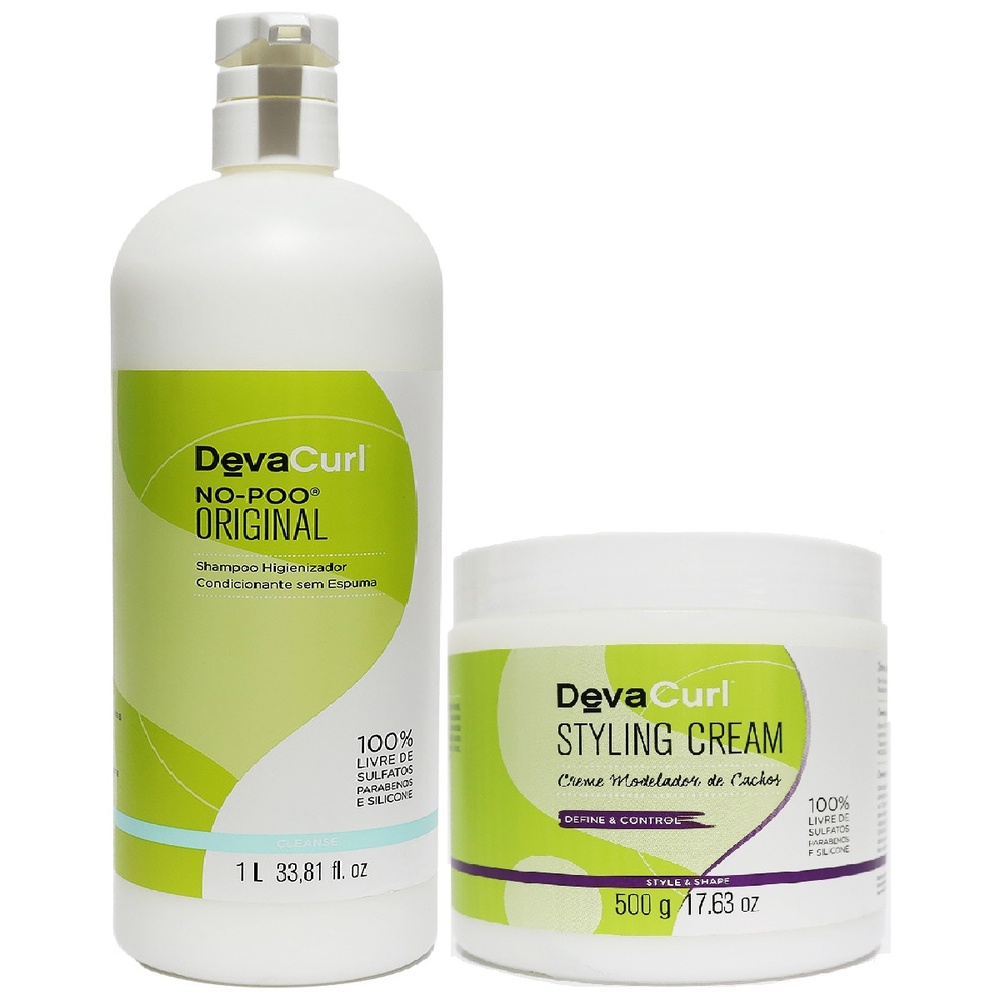 Deva Curl Shampoo No Poo 1000ml E Mascara Styling Cream 500g | Shopee ...