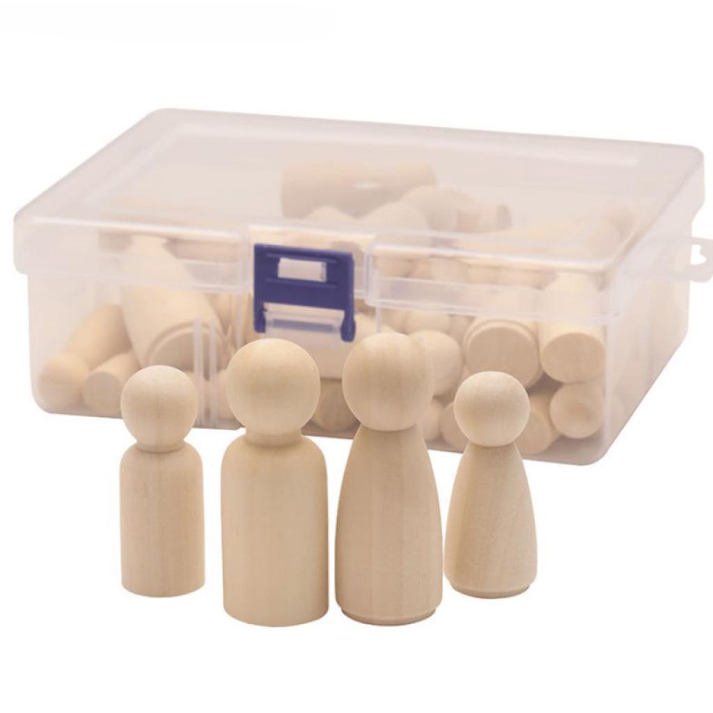 Conjunto De Bonecas De Madeira Peg Doll , Família De 50 Peças (Pessoas Brinquedo : Pai , Mãe , Anjo , Criança , Bebê) Inacabado Para Artesanato & Brincadeiras , Por Pica-Pau