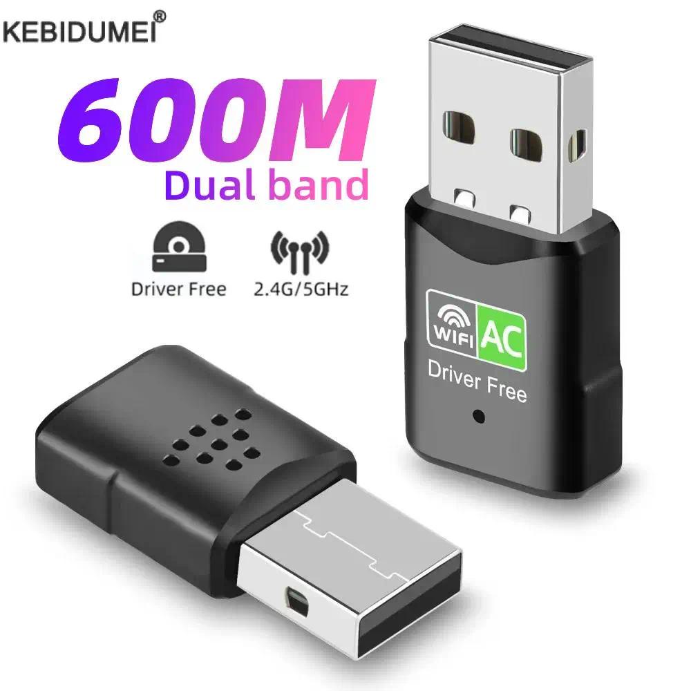 Adaptador Wifi USB 600Mbps Dual Band 2.4G 5Ghz 802.11AC Placa De Rede Sem Fio 300M Antena Dongle Receptor Wi-Fi