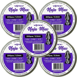 Kit 5 Chumbinhos Naja Max 5.5mm 200pcs/pot - Votex em Oferta na Shopee