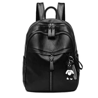 Mochila feminina com zíper de grande capacidade (preto) em Oferta na Shopee