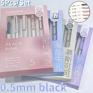 5Pcs/Set 0.5mm INS Press Pen Gel Tinta Preta Ballpen Escrita Lisa De Secagem Rápida Caneta ST Ponta De Esferográfica Material De Escritório Kids Stationery Gift