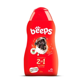Shampoo Beeps 2 em 1 Para Cães e Gatos Pelo Curto Pet Society 500mL
