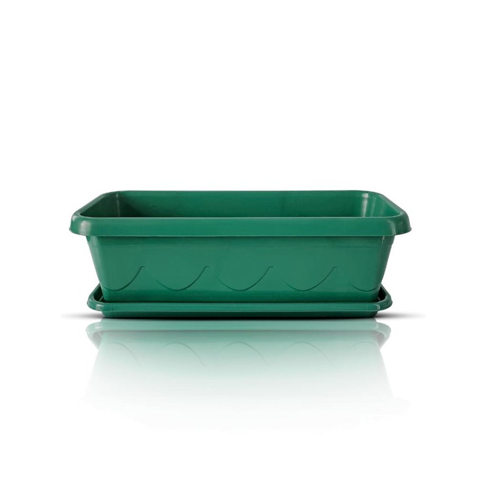 Vaso Floreira Plástico com Prato 35cm Verde