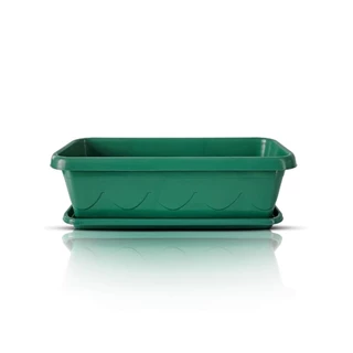 Vaso Floreira Plástico com Prato 35cm Verde