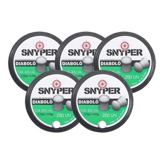 Kit 5 Latas de Chumbinho 4,5mm Diabolô da Snyper 1250 un Para Armas de Pressão