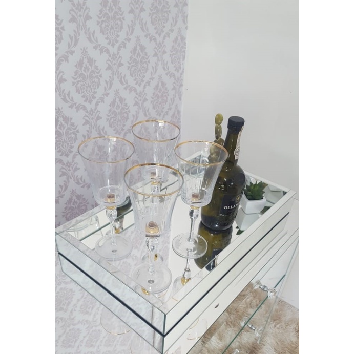 Bandeja Espelhada Decorativa Para Sala Bar Aparador 50X30X5 Cm Premium Estrutura Em Mdf