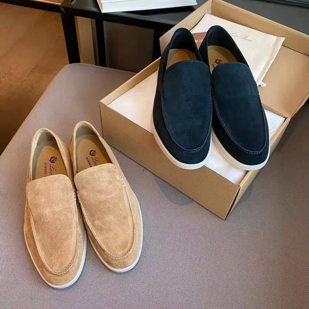 Puro Original Itália loro * piana camurça Slip-on LP Loafers Flat Casual Lazy Sapatos masculinos preguiçosos pisando em si Feel