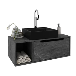 Gabinete Banheiro 80cm com 1 Porta e Nicho Multimóveis CR10122