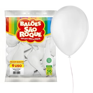 Balões 09 Liso Com 50un Bexigas Branco Polar 108106150 - São Roque