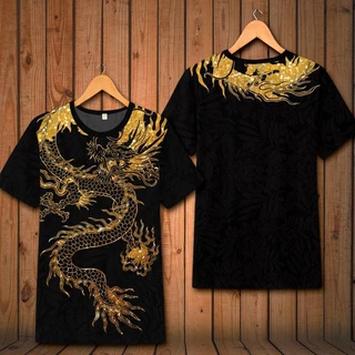 Estilo chinês Dragão Totem de Manga Curta T-shirt dos homens Verão plus Size Terno Padrão Meia Manga Marca de Moda Ice Silk SMART GUY Moda