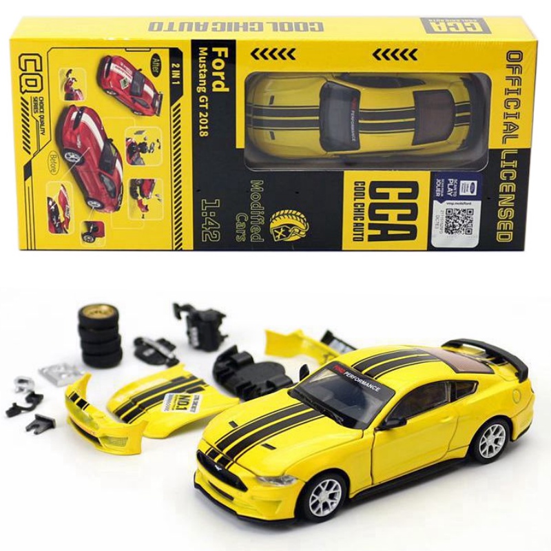 CCA 1/43 Balança Mustang GT 2018 Montagem Modificada Carros De Corrida Esportiva V8 Modelo Veículo Com Peças Trocáveis Caixa