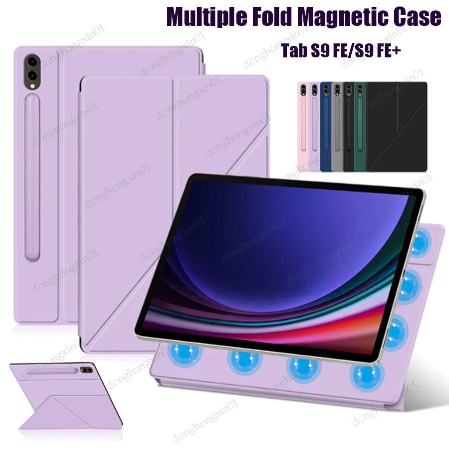 Capa Magnética De Múltiplas Dobras Para Samsung Galaxy Tab S9 FE 10.9 SM-X510 X516B X516 Tampa Do Suporte Giratório S9FE Plus Smart Case