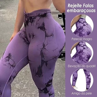 Calça De Yoga Elástica De Alta Cintura Sem Costura Smiley Face Tie-Dye Leggings Mulher High Elastic Pants GYM Hip Lift Moisture Wicking Bola De Corrida Seca Rápida Estudante Feminina Jovem