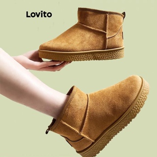 Lovito Botas De Neve Casuais Lisas E De Veludo Com Sola Grossa Para Manter O Calor Botas Da Moda Para Mulheres LFA12589