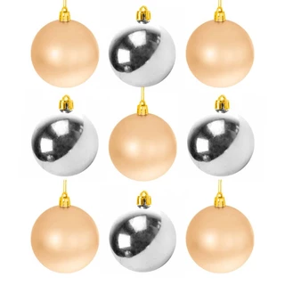 Bolinhas de Natal Champagne e Prata 6cm 9 peças - Casambiente NATAL291 em Oferta na Shopee