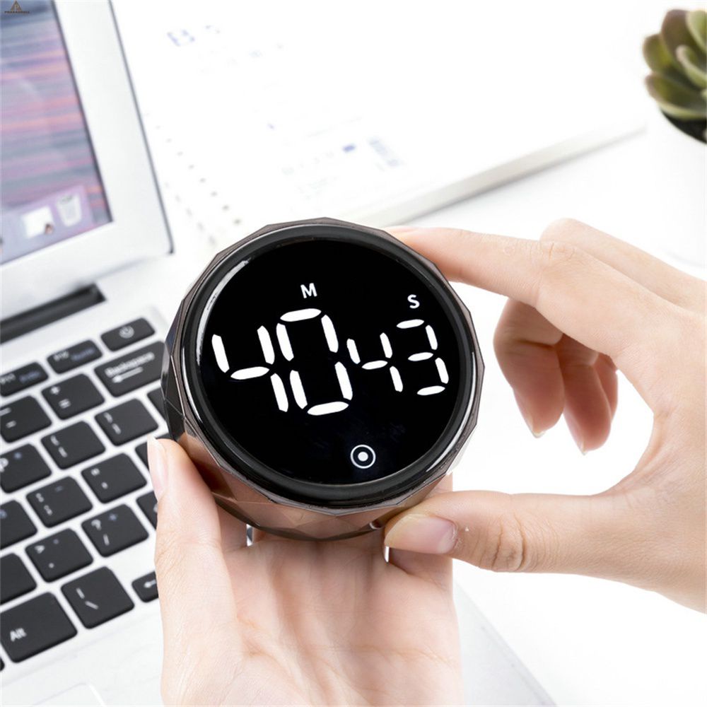 Temporizador giratório Full Led Tela Digital Silencioso 3 Volume de Alarme Design Magnético Para Cozinhar Estudo Exercício