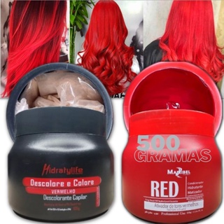 Adicione Brilho e Vibração ao seu Cabelo com o Pó Vermelho Descolore e Colore + Máscara RED 500g - Resultados Radiantes Garantidos