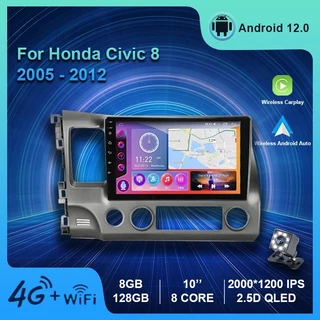 2K QLED Android 12 Rádio Do Carro Para Honda Civic 8 2005-2012 Multimídia Video Player GPS Carplay Auto Navegação Estéreo 2Din