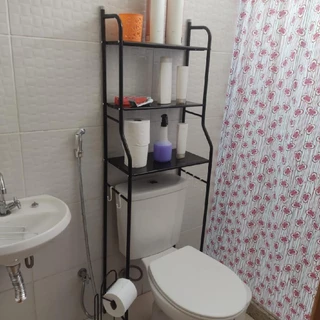Prateleira Preta p/ Banheiro Organização do Vaso - Elegância e Praticidade