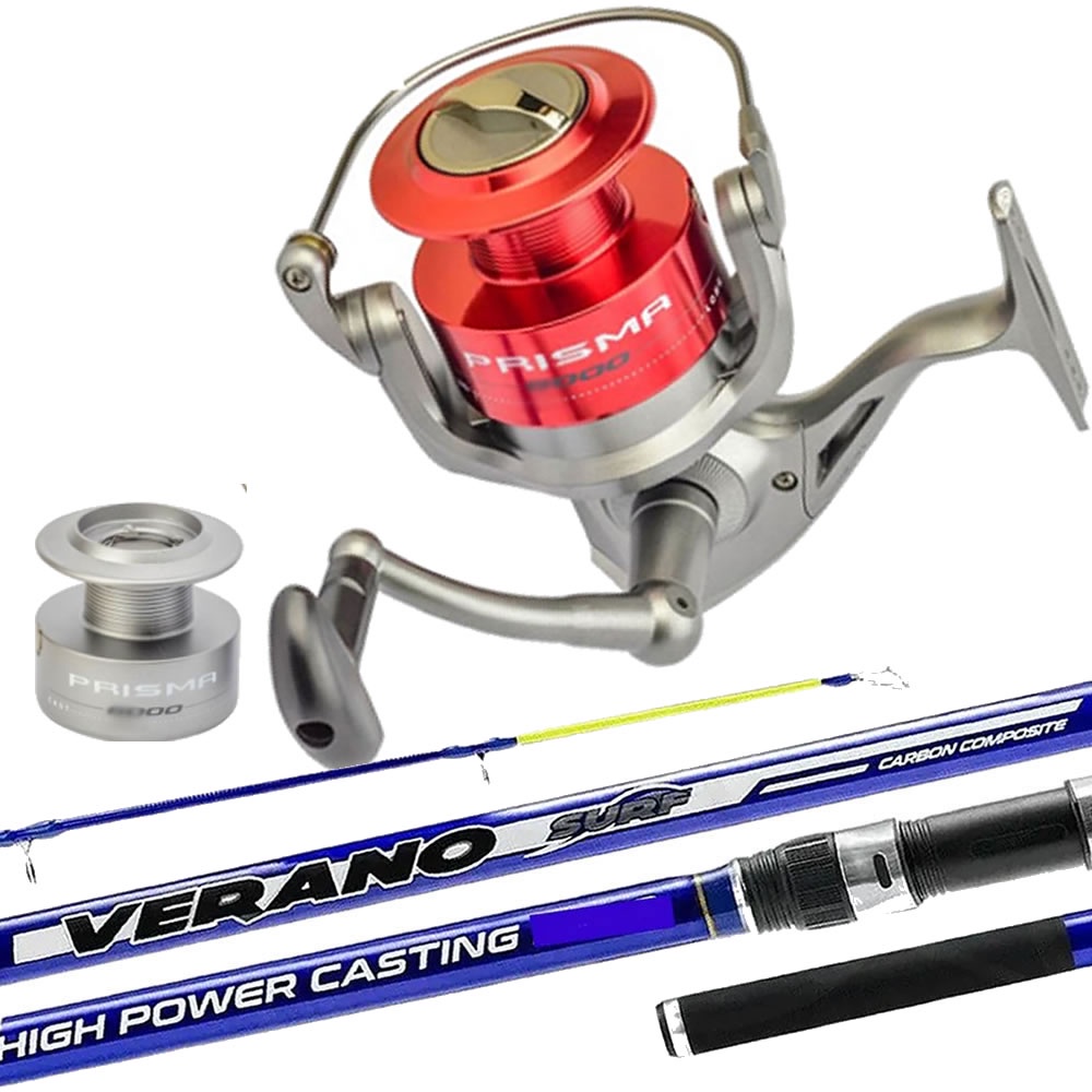 Kit Pesca Pesada Vara Verano Surf Molinete Prisma 6000 5 Rol