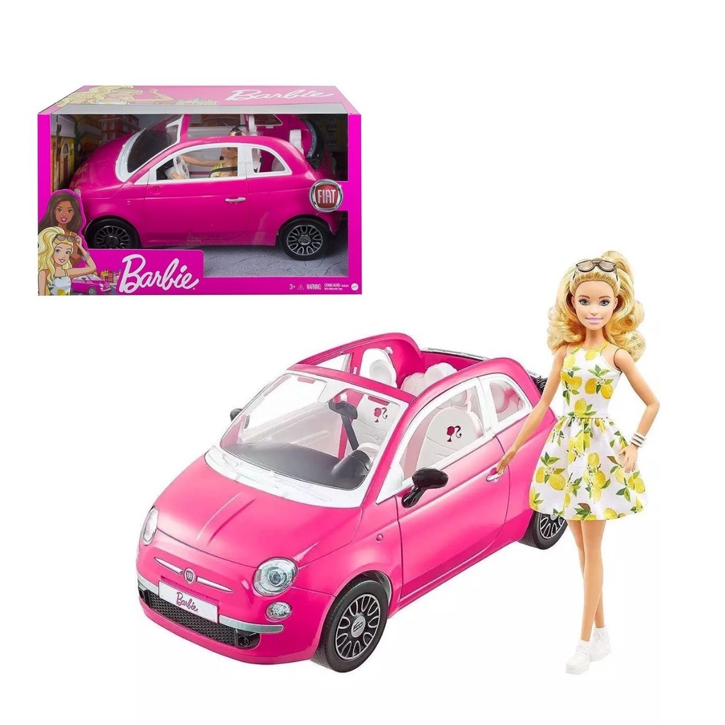 Carro da Barbie Fiat 500 Rosa c/ Boneca 3+ GXR57 Mattel | Shopee Brasil