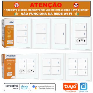 Interruptor Smart Zigbee Tecla Física com Led Tuya Nova Digital Compatível Alexa > NÃO É WI-FI <