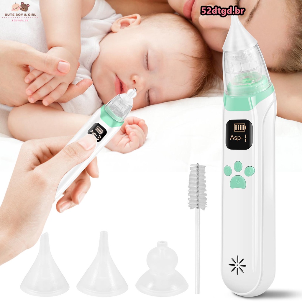 Aspirador Nasal Elétrico Bebê Com 3 Pontas De Silicone USB Recarregável ...