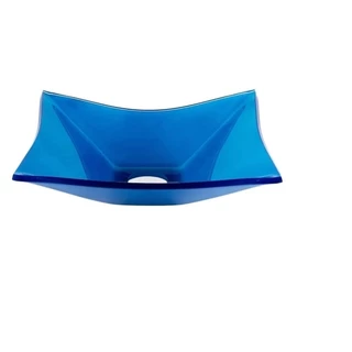 CUBA DE VIDRO RETANGULAR 39CM AZUL ESCURO