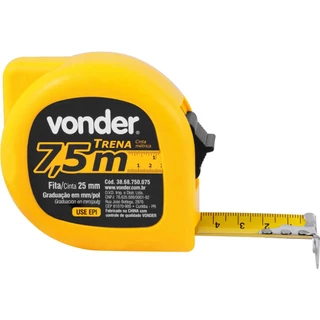 Trena Curta de Aço 7,5 m x 25 mm Profissional – VONDER