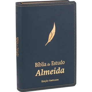 BIBLIA DE ESTUDO ALMEIDA - CAPA COURO - AZUL - SBB