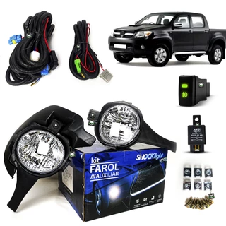 Kit Farol Auxiliar de Milha Hilux SRV SR 2005 2006 2007 2008 Botao Modelo Original