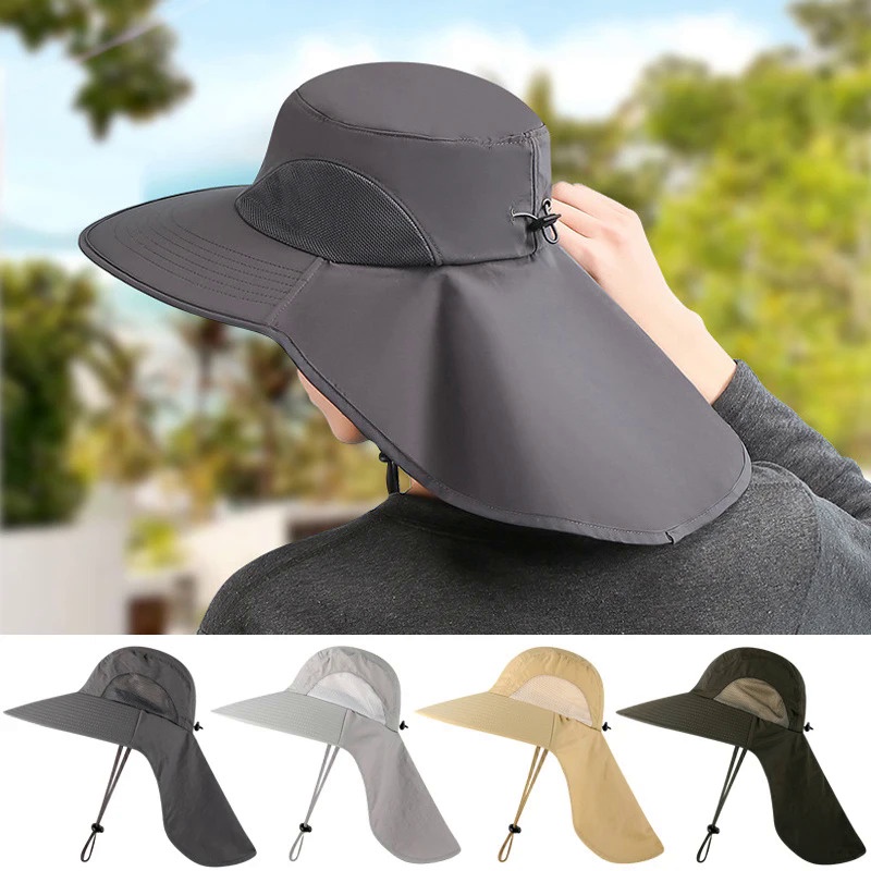 Chapéu de pescador chapéu de sol masculino verão ao ar livre de secagem  rápida chapéu de proteção solar de pesca chapéu de sol respirável chapéu de  cobertura de rosto feminino - Escorrega