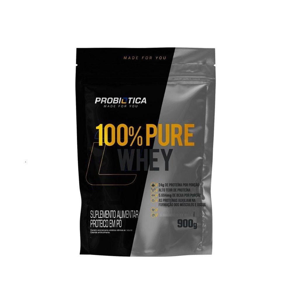 100% Pure Whey Refil (900g) – Cookies e Cream – Probiótica