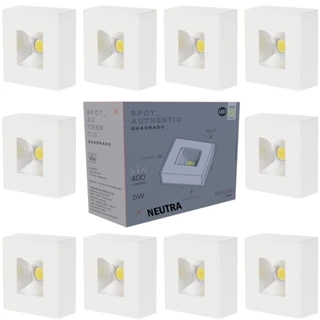 10 Spot Authentic Plafon Sobrepor Teto Beiral Quadrado Luz Neutra 4000K 5w Avant em Oferta na Shopee